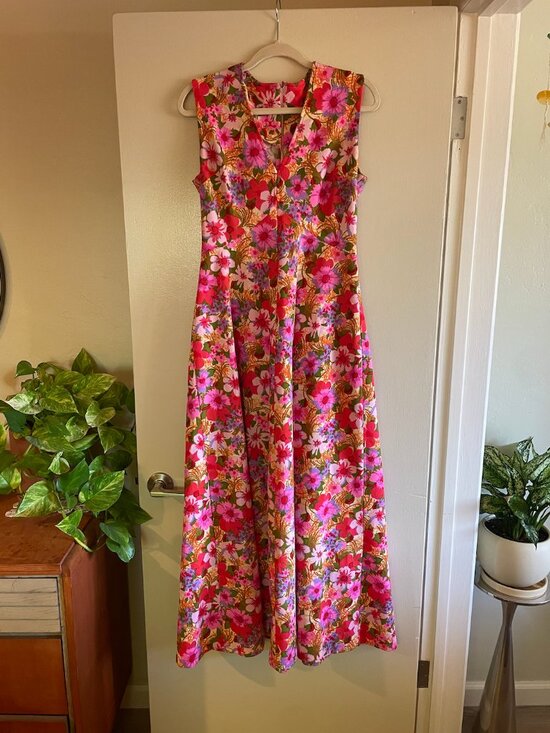 Montgomery Ward Dresses & Skirts - Montgomery Ward Vintage 60s Mod Maxi Full Length Party Dress Floral - XL